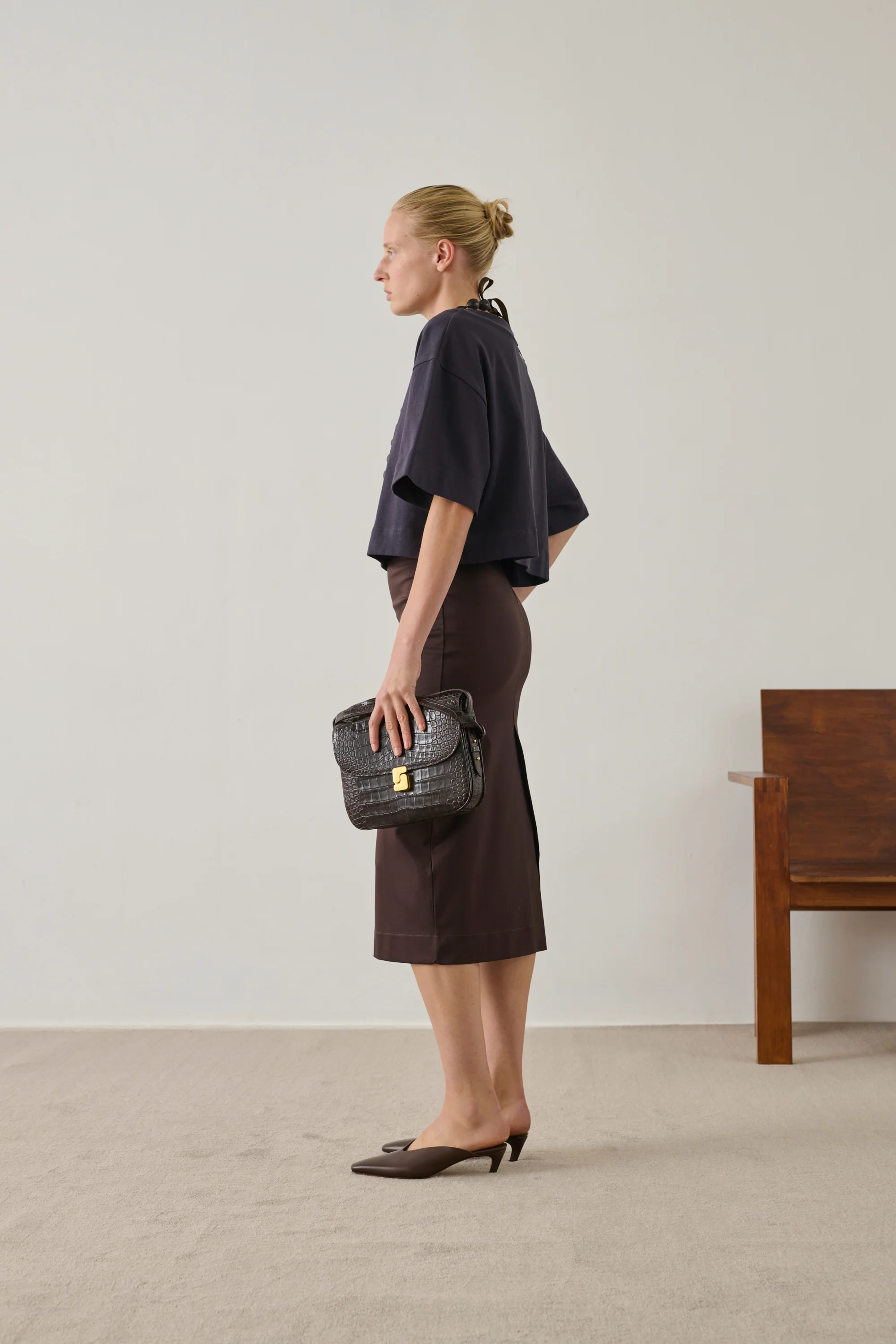 BROWN BELLISSIMA MAXI BAG CROCO - Image 2